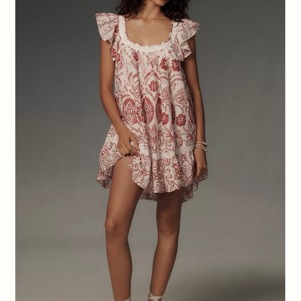 Maeve by Anthropologie Dress in Red and White Floral